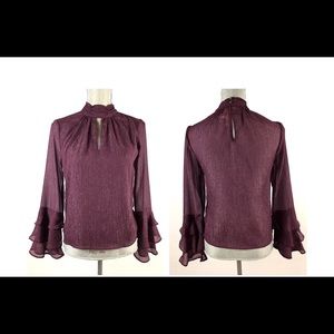 Jolt Women's Tiered Sleeve Mock-Neck Blouse SizeXS